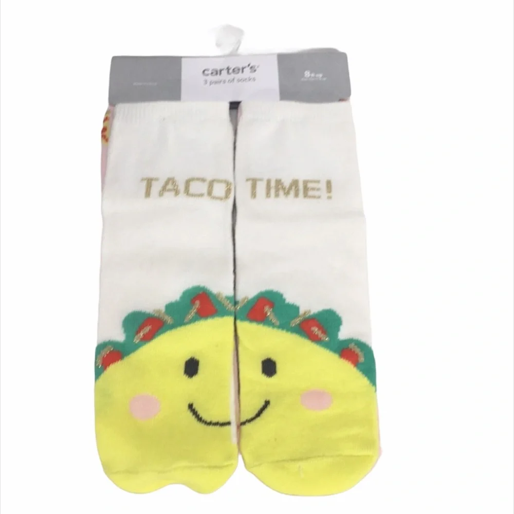 Carter’s Taco Time and Pizza Socks, 3 Pairs